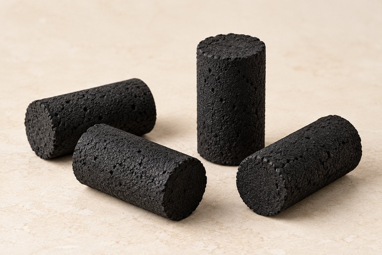 Shisha and hookah finger coconut-shell charcoal briquettes, unlit